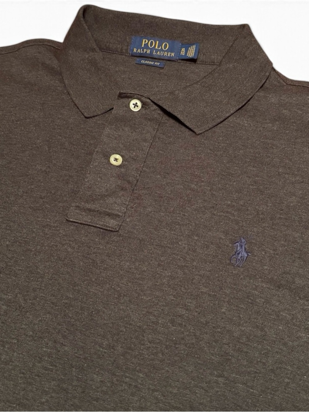 Polo Ralph Lauren Classic Fit Gray Polo Shirt Navy Pony Mens XL